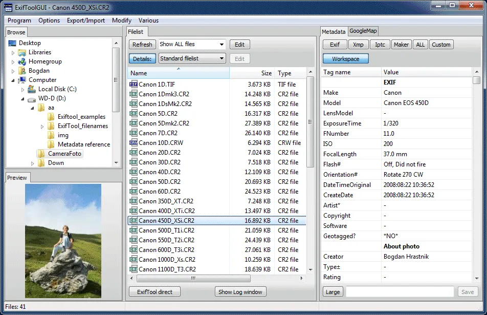 ExifTool screenshot